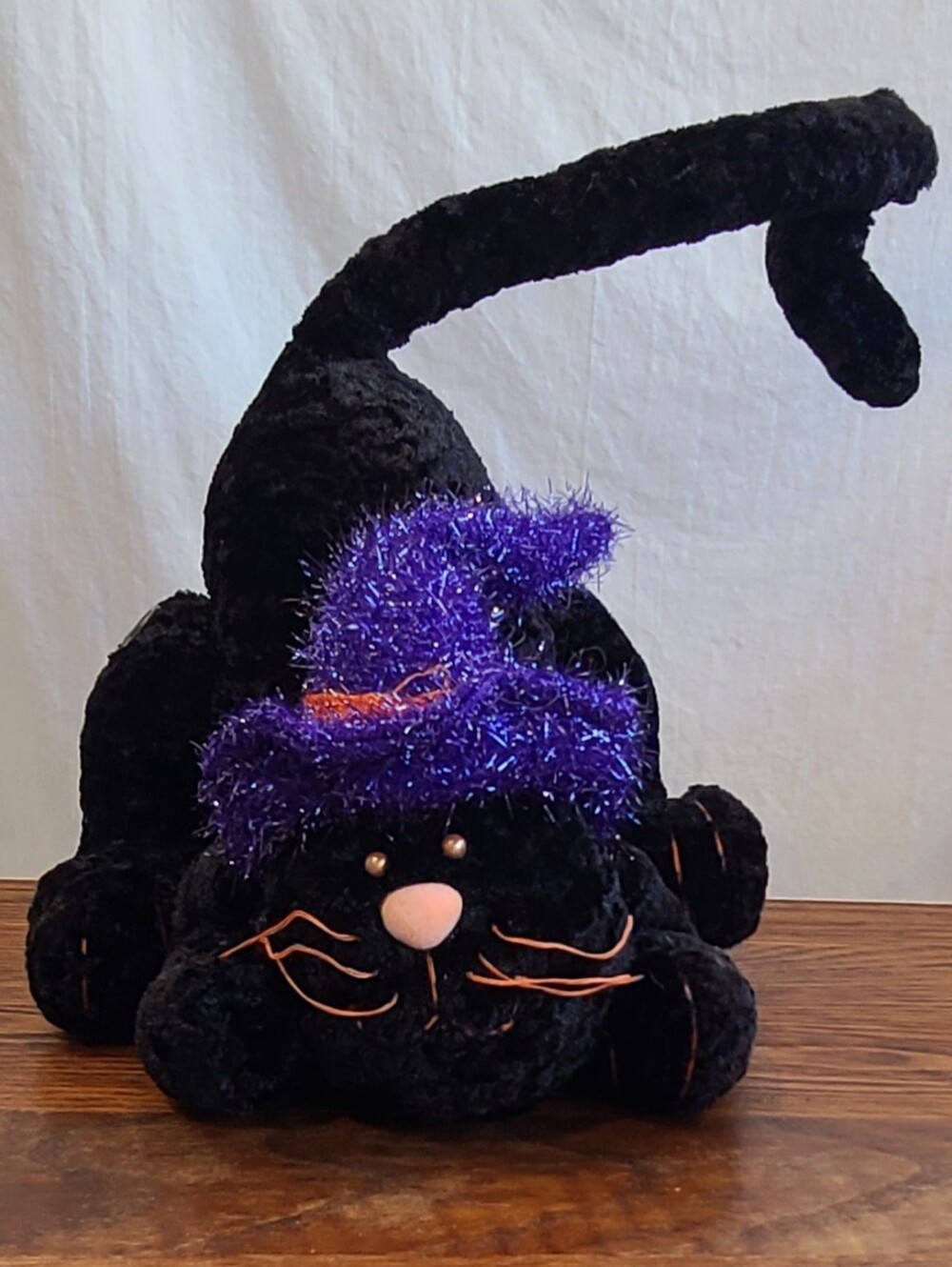 GEPPEDDO Black Cat w/ Purple Orange Hat Plush Doll/Shelf Sitter Halloween